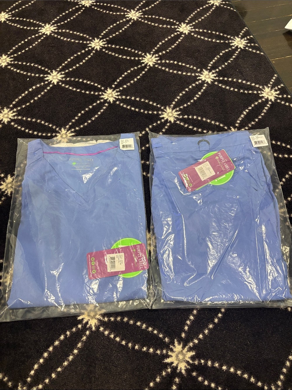 CEIL color scrub top and bottom brand purple label by healing hands